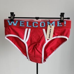 Diesel Red Briefs with Blue Welcome Band